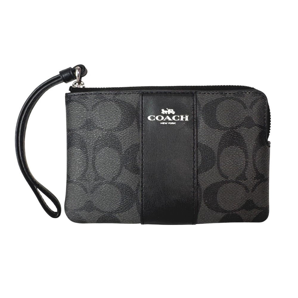 Coach Signature Canvas Corner Zip Wristlet